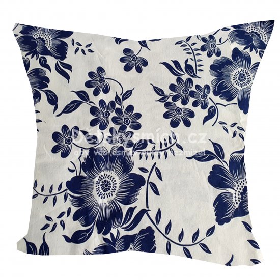 Povlak na polt Modr kvty na bl 40x40cm - Kliknutm na obrzek zavete