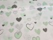 Bavlněná látka metráž - Srdce zelená variace