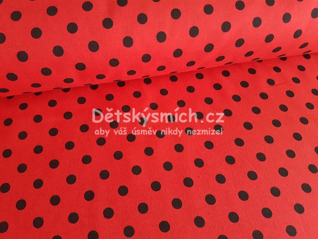 Bavlnn ltka metr - erven ern puntk 8mm FERDA - Kliknutm na obrzek zavete