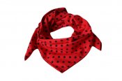 Trojcípý bavlněný šátek - FERDA červený - černý puntík 8 mm [satek-3-Ferda]