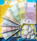 EFKO Peníze dětské EURO bankovky a mince na kartě
