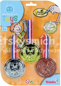 SIMBA Medaile pro vtze trikolora set 3 kusy na kart plast - Kliknutm na obrzek zavete