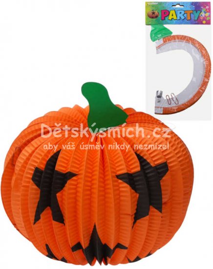 Lampion oranov dn 36cm kulat Halloween na svku / rovku - Kliknutm na obrzek zavete