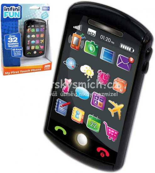 Telefon smartphone dotykov dtsk baby 12cm na baterie Svtlo Z - Kliknutm na obrzek zavete
