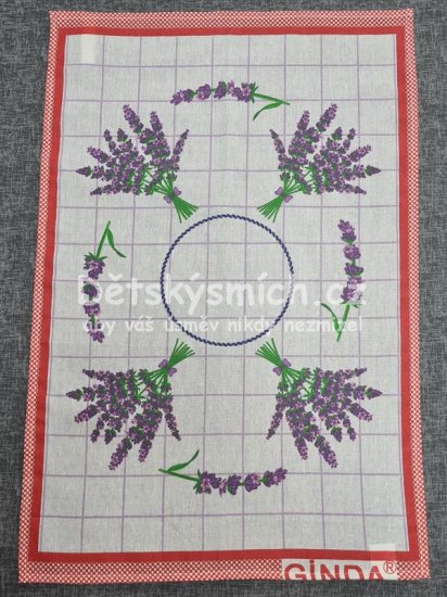 Bavlnn utrka Levandule PROVENCE 40 x 60 cm, erven - Kliknutm na obrzek zavete