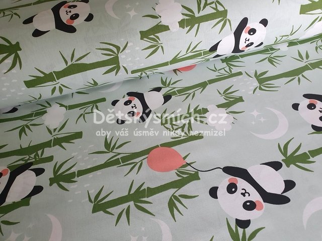 Bavlnn ltka metr e 240 cm - Panda s balnkem - Kliknutm na obrzek zavete