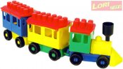 LORI 007 Vláček barevný 35cm set lokomotiva + 2 vagonky plast 7 [60007]