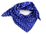 Bavlněný šátek královsky modrý - bílý puntík 7 mm