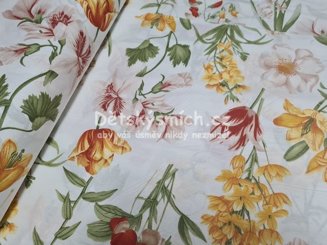 Bavlnn ltka metr e 240 cm - Kvtiny jara na bl - Kliknutm na obrzek zavete