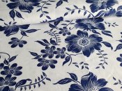 Bavlněná látka metráž - Velké modré květy na bílé š.160 [ME-125047]