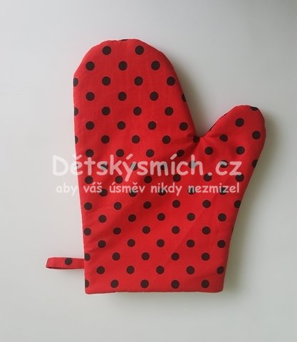 SADA 2ks kuchysk chapky - erven, ern puntk 8mm - Kliknutm na obrzek zavete