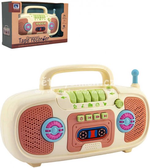 Radio (kazek) dtsk retro radiomagnetofon s psnikami na bat - Kliknutm na obrzek zavete