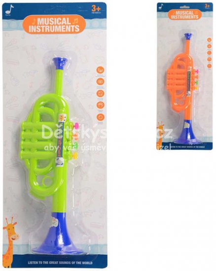 Trumpetka d�tsk� barevn� 35cm plast 2 barvy *HUDEBN� N�STROJE* - Kliknut�m na obr�zek zav�ete