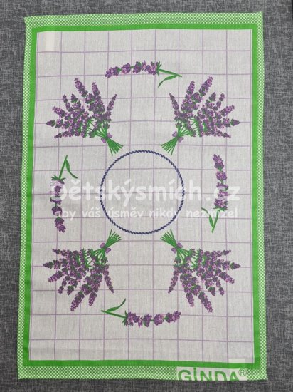 Bavlnn utrka Levandule PROVENCE 40 x 60 cm, zelen - Kliknutm na obrzek zavete