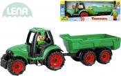 LENA Truckies traktor funkční s vlečkou 32cm set s panáčkem v kr [81481]