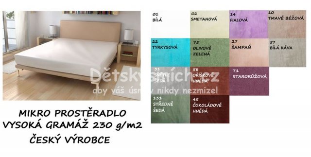 Mikroplyov prostradlo 80x180cm 230g/m2 - Kliknutm na obrzek zavete