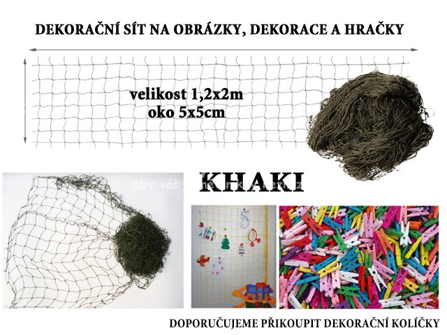 Khaki dekoran s na zavovn 2x1,2m oko 5x5cm - Kliknutm na obrzek zavete