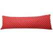 Povlak na dlouhý polštář 55x180cm - Červený, bílý puntík 11mm
